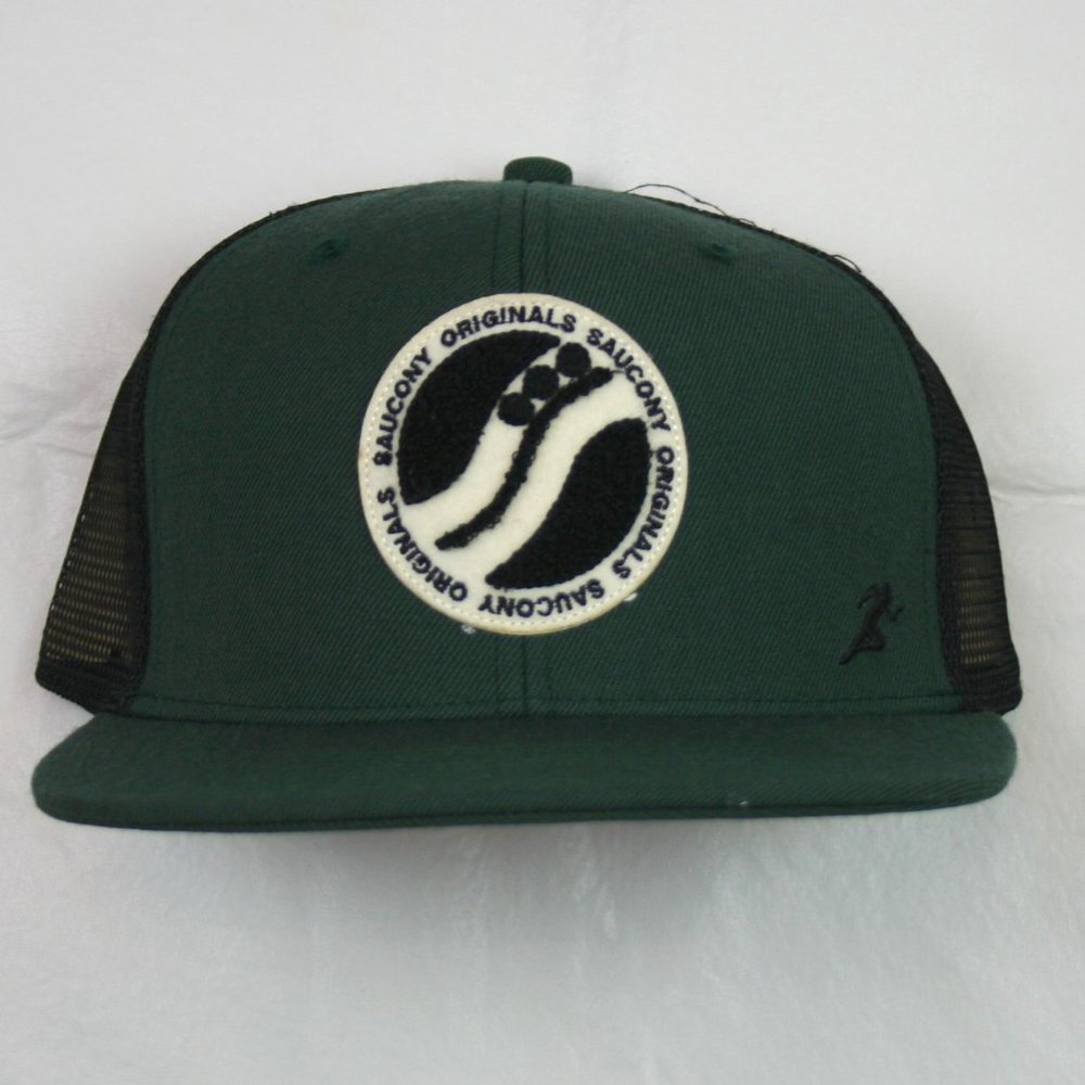 NWT Wool Saucony Trucker Hat, Green and Black, OS